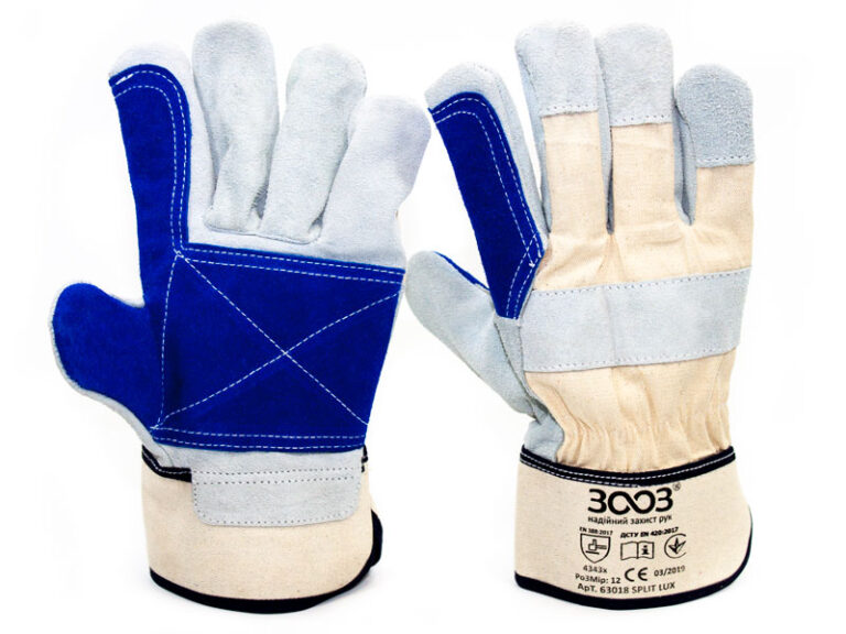 Рукавички 3003 SPLIT LUX комбіновані бавовна/спилок посилені CE/SG-3D/P